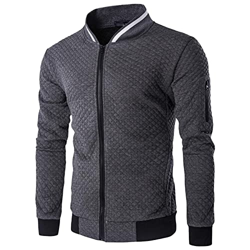 Maiyifu-GJ Men's Lightweight Windproof Bomber Jacket Slim Fit Jacquard Full Zip Softshell Coat Sport Breathable Windbreaker (Grey,X-Large)