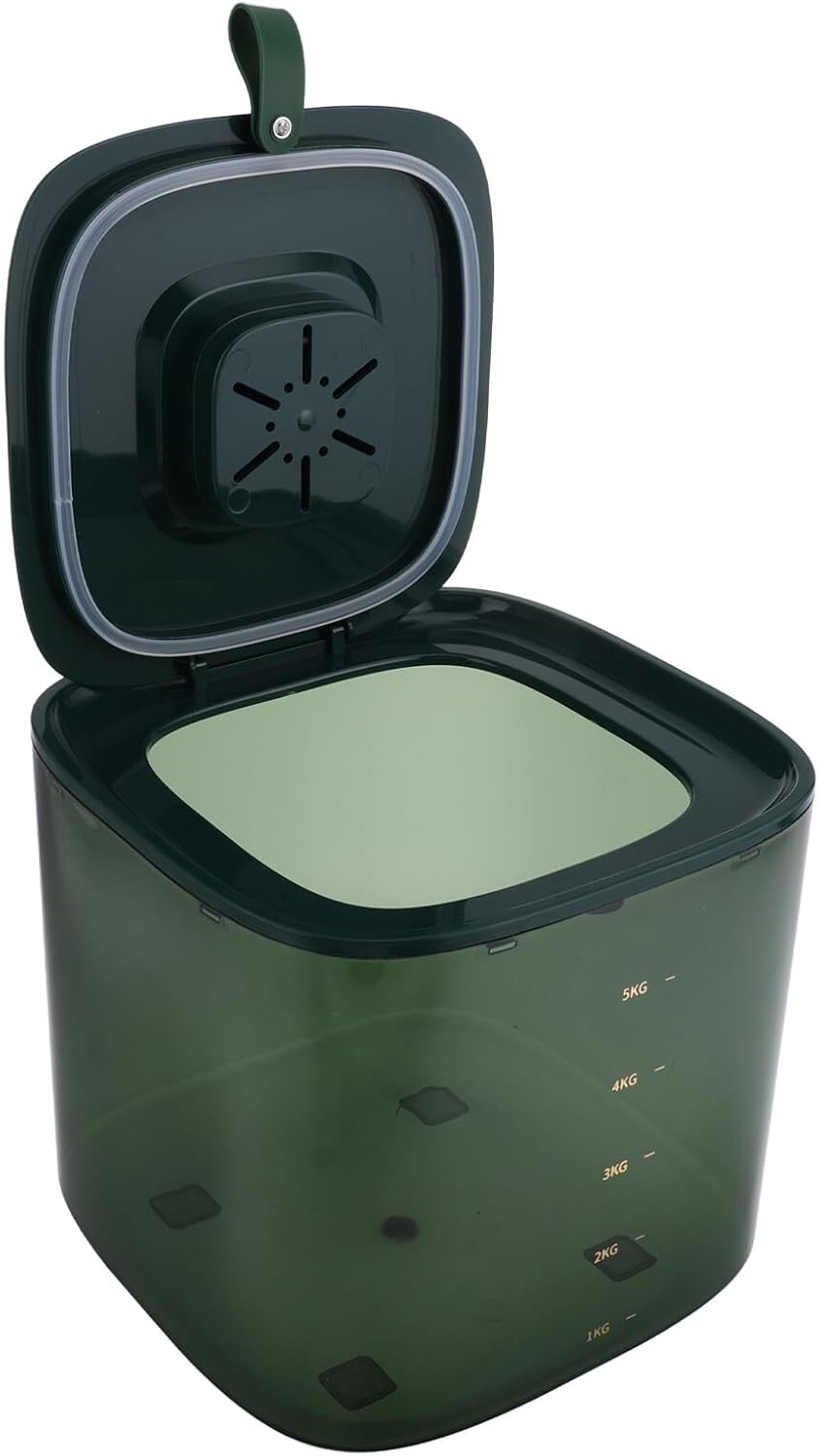 Rice Storage Container Airtight Food Jar with Measuring Cup 10lb Capacity Sealed Grain Storage Bucket for Kitchen Pantry Household Use