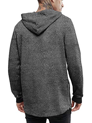 Hat and Beyond Mens Lightweight Marled Longline Zipper Hipster Hoodie Brushed Fleece Pullover2