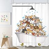 SVBright Cats Shower Curtain Raining Kids Cartoon Dogs Corgi Cute Animal Bathtub 60Wx72L Inch Funny Hilarious Pets Playing Water12 Pack Hooks Polyester Waterproof Fabric Bathroom Bathtub Panels
