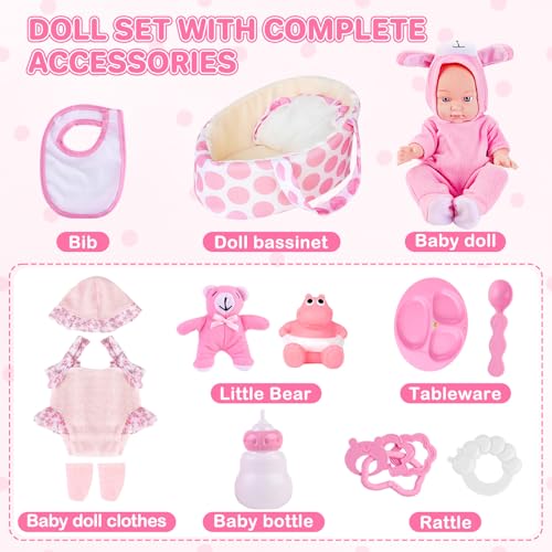 Set de muñeca bebé de 13 pulgadas con accesorios miniatura 6