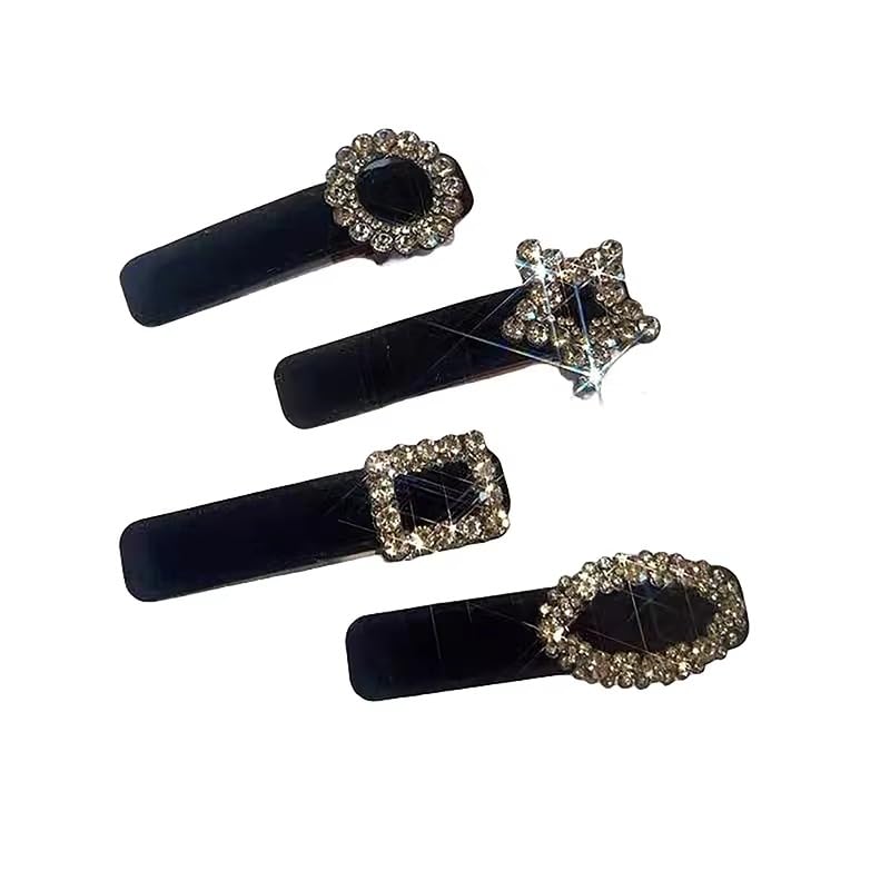 DENICRAAS Black Velvet Rhinestone Crystal Tic-Tac Hair Clip Set for Women & Girls – Elegant Stylish Hair Accessories Set Of 4, Random Deisgns-picture-48