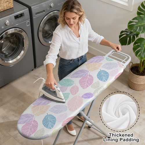 Image of Quick Install Ironing Board Cover 15 inch x 54 inch Ironing Board Cover with Nose Strap Pocket and Elastic Sides Anti-Slip and Heat-Resistant Stylish Home Ironing Board