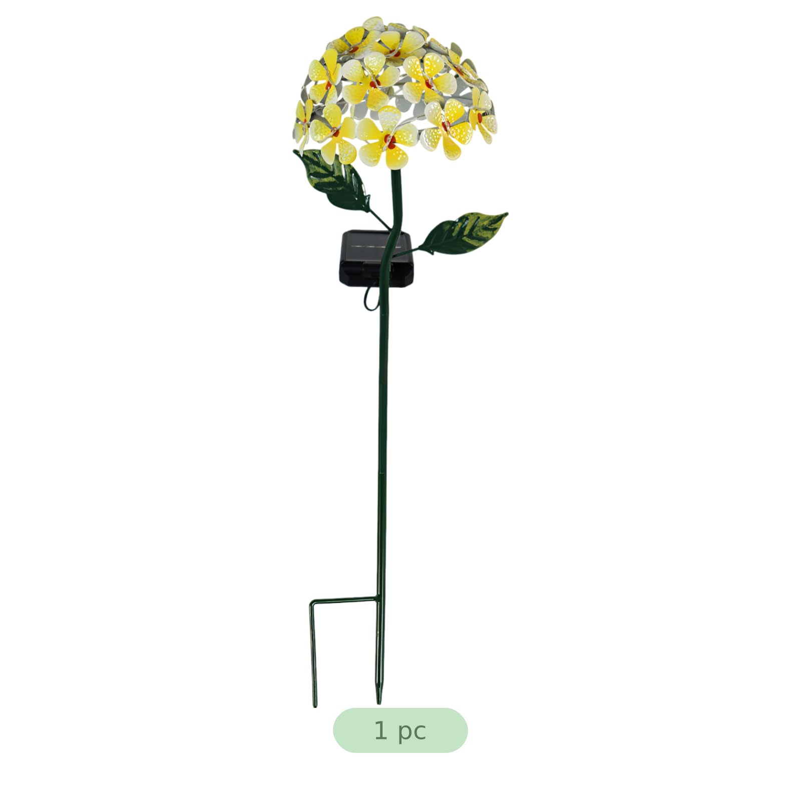 26 realistycznych kwiatów hortensji solarna lampa ogrodowa, żółta, 24,4 cala, żelazna sztuka na zewnątrz, składana obudowa na baterie, wodoodporna lampa ogrodowa, dekoracja patio na podwórko