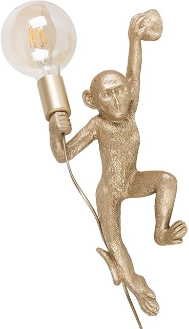MiniSun Modern Gold Monkey Holding Light Bulb Design Wall Light