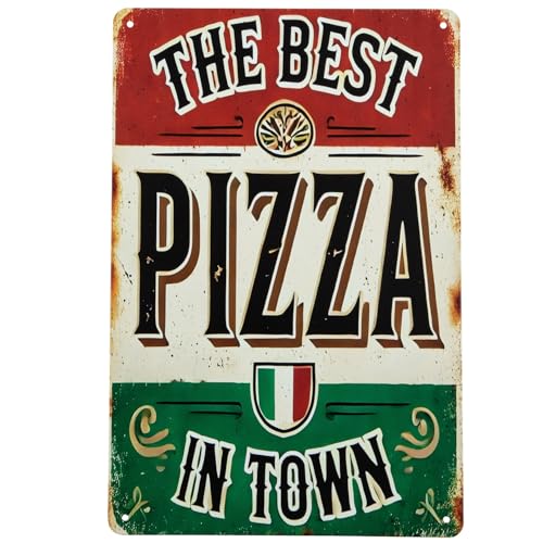The Best Pizza in Town Tin Sign Home Kitchen Signs Wall Decor 12 X 8