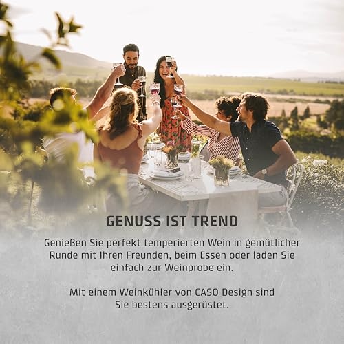CASO WineExclusive 24 Smart - Design Weinkühlschrank, bis zu 24 Flaschen, Zwei getrennte Temparaturzonen einstellbar von 5°-20°C , LED beleuchtet, mit Wi-Fi Modul und App