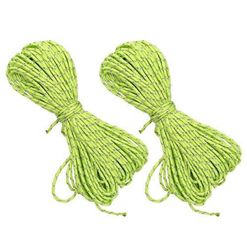 Cordes de Hauban, Cordes de Tente Réfléchissantes Fluorescentes, Corde de Hauban Léger de 20 m de Haute Résistance pour Le Camping, la Randonnée, Les Tentes D'auvent, Emballage Extérieur, Paquet de 2 Cover