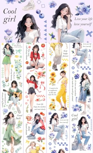 Image of New Popular PET Tape Modern Girls Collage Glossy Washi Tape for Decoration Small Fresh Flower Materials (90727)
