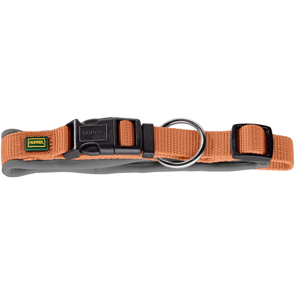 HUNTER Neoprene Vario Plus Dog Collar Copper/Grey Durable Nylon Soft Neoprene Padding Fully Adjustable with Strain Relief Easy Care Comfortable Size S / 1.5