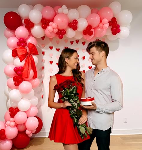 Image of Pink Red Balloons Valentines Balloons 60pcs 12 Inch Red and Pink Latex Balloon for Birthday Valentines Bridal Shower Anniversary Party Decorations