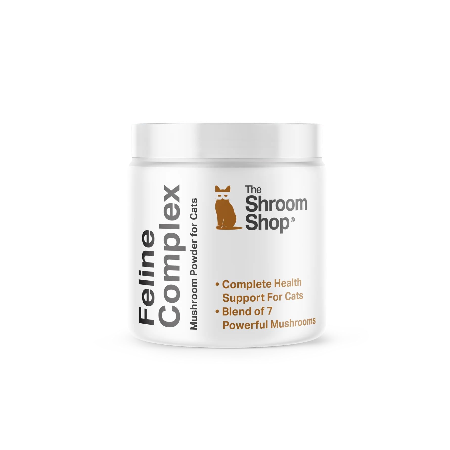 The Shroom Shop Feline Complex Mushroom Powder, 7 Mushroom Blend with Lion's Mane 100mg, Reishi 75mg, Maitake 75mg, for Cats, 500mg Daily Serving, 100 Servings