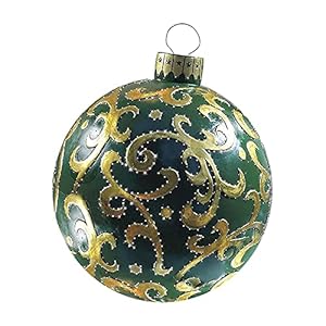 YUNM Outdoor Kerst PVC Opblaasbare Versierde Bal, 23,6 inch Giant Christma Feestelijke Gift Ball, met Pomp Vakantie…