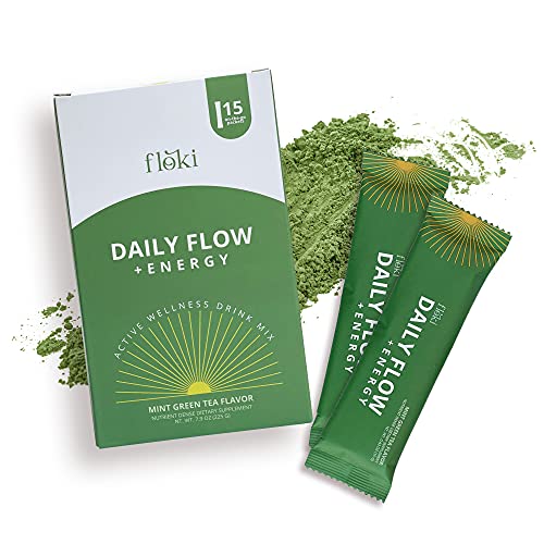 Daily Flow + Energy Green Superfood Powder, Green Powder Drink for Workout, On-the-Go Superfood Powder, Instant Breakfast Drinks to Make Your Morning Complete, 7.9 oz/225g - Floki
