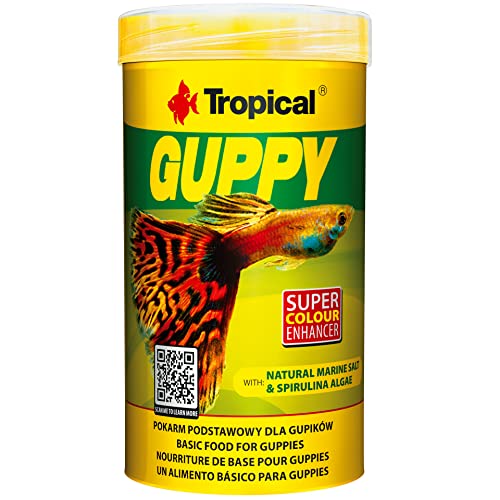 Guppy 250ml / 50g - Nourriture de Base pour guppys et Autres Poissons vivipares
