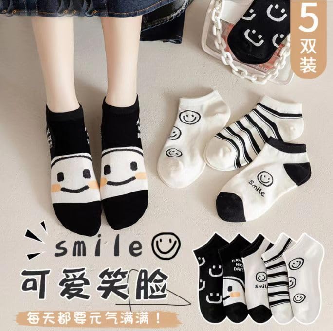 Image of Women's Ankle Socks for Casual & Sports Multicolor Odour Free Fancy Multi design Socks Pack