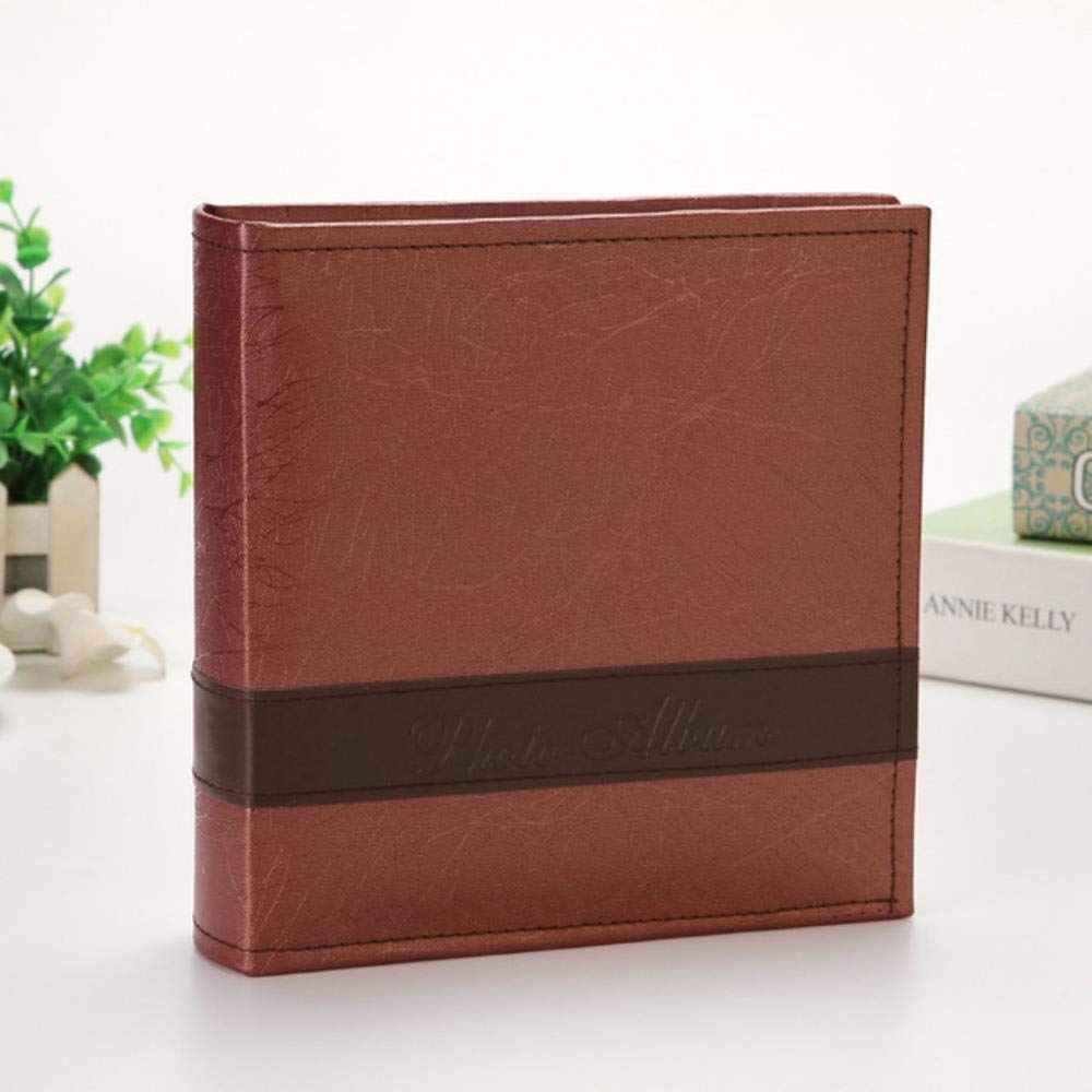 Photo Album Scrapbook Leather Photo Album 6 Inch Pu Album 200 Photos Cover Frame Album Wedding Memory Handmade Scrapbook Gift,Brown Joys (Color : Brown)