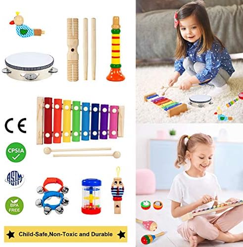 Toddler Musical Instruments, 32PCS 19 Types Wooden Percussion Instruments Toys for Baby Kids 4 51h2RjcvIVL. AC