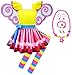 Akokvlar Fancy Fairy Costume for Girls Nancy Halloween Dress with Butterfly Wings Leggings (4T, Yellow)