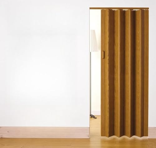 パネルドア コルタ 【規格サイズ 幅95cm×高さ174cm 】 窓なし 木目 アコーディオンカーテン 間仕切り パーテーション アコーディオンドア おしゃれ 省スペース 仕切りドア 室内用 モダン デザイン ライトブラウン