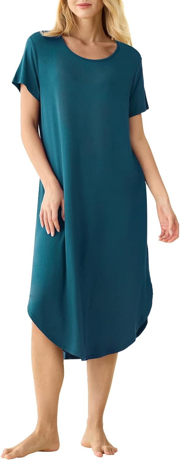 Latuza Women's Soft Viscose Short Sleeves Long Nightgown