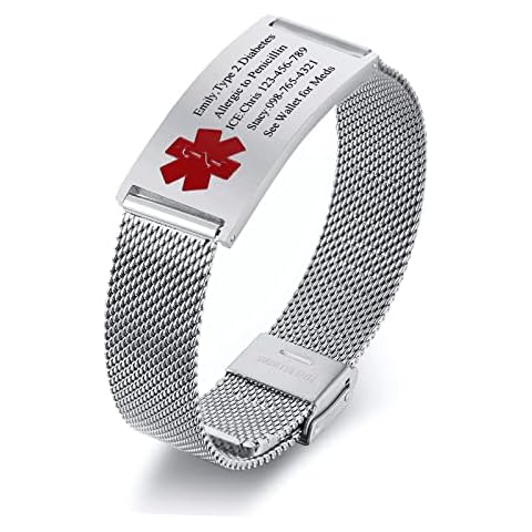 VNOX Custom Medical ID Bracelet for Emergencies Cover