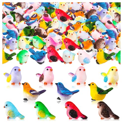 72PCS Miniature Cute Bird Decorative Figurines - Dollhouse Accessories, Mini Resin Birds Toy for Garden Crafts, Micro Landscape Home Meetings Decoration, Cake Topper (11 Styles)