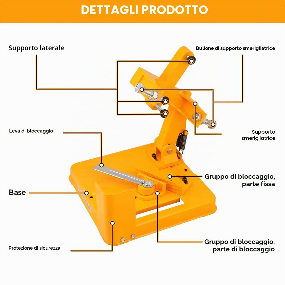 Hoteche Supporto per smerigliatrice angolare 180/230 mm, in alluminio per smerigliatrice angolare con design robusto, adatto per 180 mm di diametro, 230 mm, imballato in scatola colorata