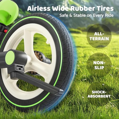 Image of JMMD 6 in 1 Toddler Bike with Push Handle for Kids 18-60 Months, 12 inch Foldable Balance Bike with Training Wheels, Pedals, Brakes, Kickstand, Push Tricycle Toddler Gift & Toys for Boy & Girl