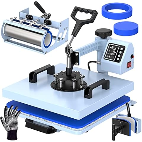 Pro 15x15 Heat Press with 30 OZ Tumbler Attachment, 5in1 Combo Tumbler Heat Press for T-Shirts, Tumblers Glass Cans Mugs Hats, and Plates Cover