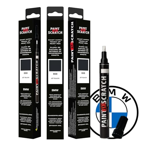 Image of Paint Scratch Fix Exact BMW Touch Up Paint For Jet Black 668, Car Paint Pen, Auto Marker For Scratches, Fixed Keyed Car And Stone Chips, Manufacturer Exact Color Code Match, (BMW - Jet Black - 668)