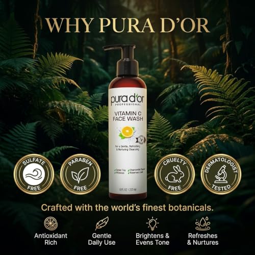 PURA D'OR Vitamin C Face Wash Gentle Daily Facial Cleanser, 8oz - image 5