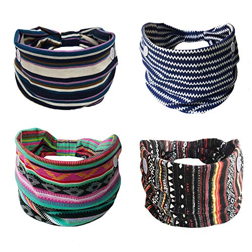 Zyoyo Boho Button Elastic Headband Wide Workout Button Hair Band Headbands Button For Nurses Women Head Bands Slip Headband With Buttons #TOP1