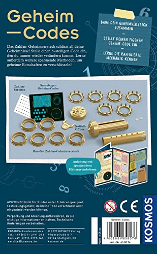 Kosmos 658076 Geheim-Codes, Baue EIN eigenes Zahlen-Geheimversteck, Codes knacken, Nachrichten und Geheimnisse verschlüsseln, Experimentierset für Kinder ab 8-11 Jahre, Kryptex Mitbringsel Geschenke