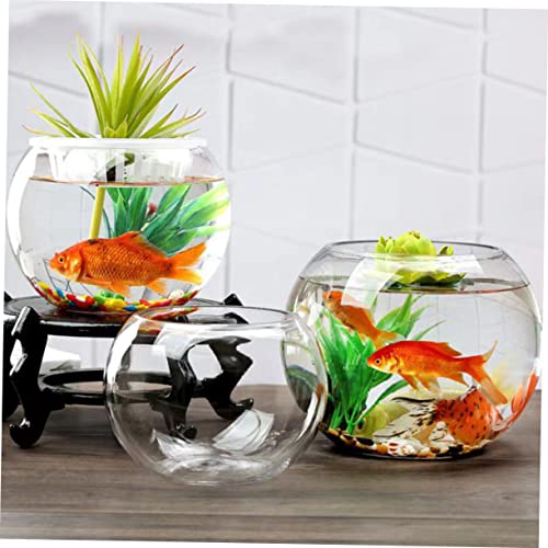 Réservoir d'aquarium clair rond bocal en verre avec accessoires décor