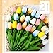 Riceshoot 21 Pcs Fake Tulips Artificial Flowers 13.5 Inch Easter Spring Faux Tulips for Valentine Wedding Bouquet Arrangement Home Table Centerpiece Decor(Vibrant Color)