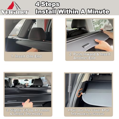 Image of Cargo Cover for Chevrolet 2024-2026 Chevy Equinox EV Accessories,Carbon Fiber Texture Retractable Trunk Cover Privacy Screen Luggage Security Shield Shade(for EV Only,Not for Chevy Equinox)