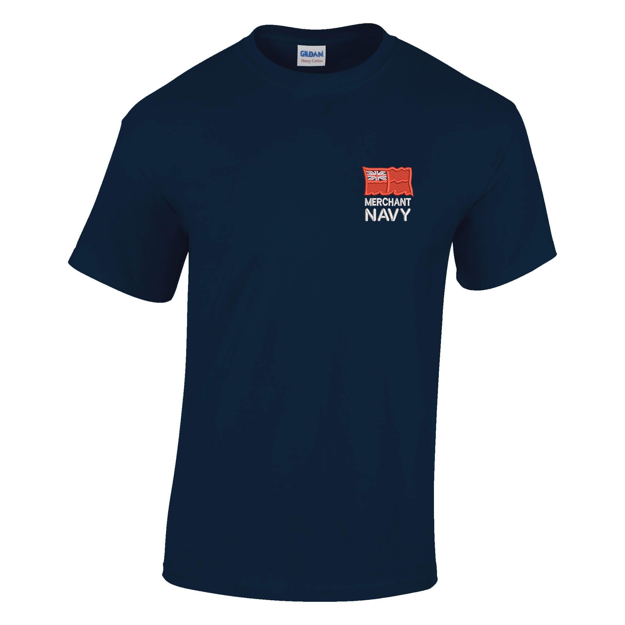 The Military Store Men's Navy Merchant Embroidered T-Shirt, Medium
