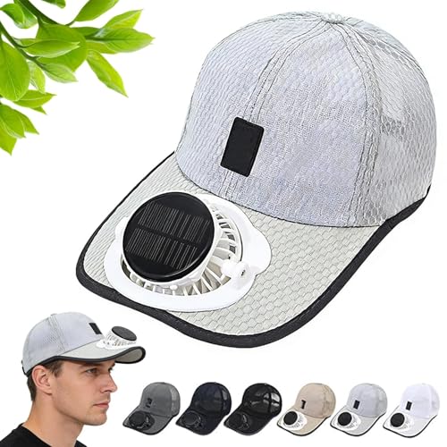 EHOTER Casquette De Baseball avec Ventilateur Solaire, Chapeau De Soleil avec 3 Vitesses De Vent, Protection UV D'été Maille Respirante Chapeau Visière pour Homme Pêche Randonnée Plage (Gris)