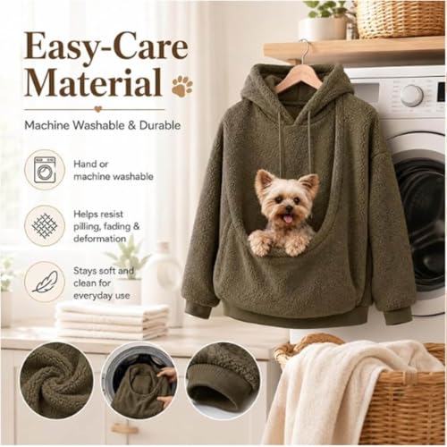 Women's Pet Pouch Hoodie Kangaroo Cat Dog Pocket Fuzzy Oversized Sweatshirt - image 6