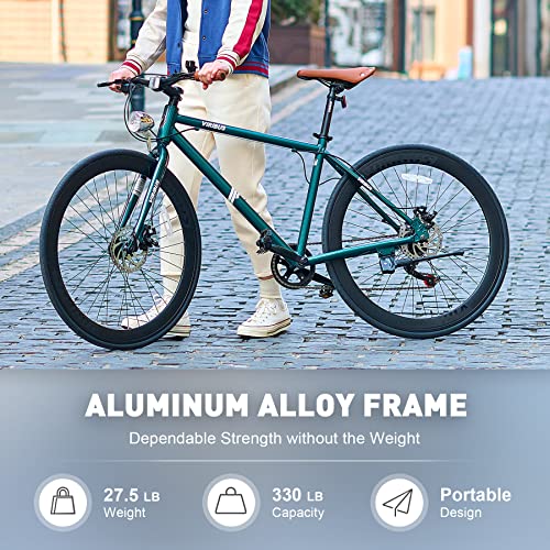 Viribus Road Bike, Mens Womens Bike, 700C Hybrid Bike, Adults Bike Lightweight Medium Aluminum Frame, City Bike For Adults With 7 Speed Shimano Derailleur, Bike For Commuting Touring 28 Inch #TOP2