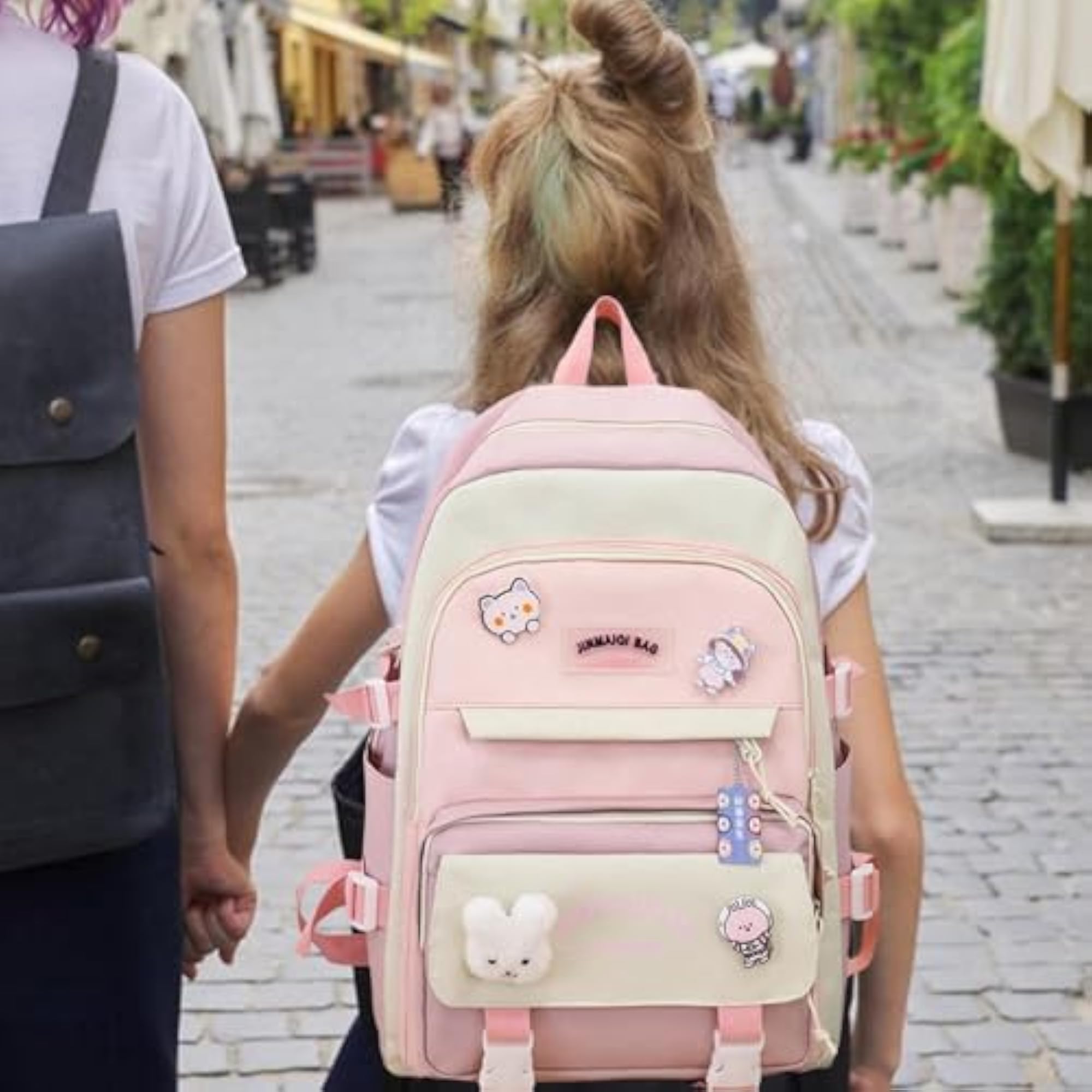 Aesthetic Backpack Combo - Cute Backpack Set with Bear Pendant