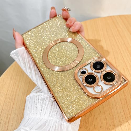 Coque iPhone 15 Pro Max TPU souple léopard violette paillettes MagSafe