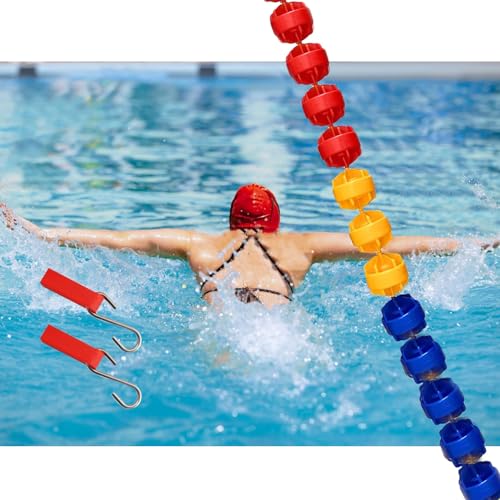 Swimming Pool Safety Divider with Float, 3 6 9 16 19 26 33 Ft Long Professional Pool Ropes/Swim Lane Cord, for Separating Deep Shallow End Water Area (Color : Yellow Blue red, Size : 7m/23ft)