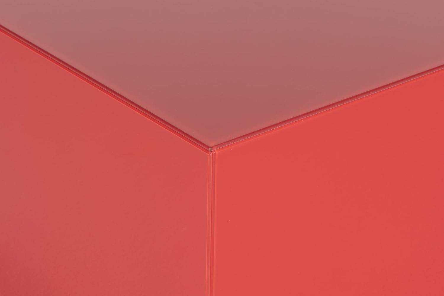 SONOROUS Premium Tempered Glass Coffee Table - Modern Red Rectangular Coffee Tables for Living Room - High Gloss Fingerprint Resistant Mid Century Design - Stylish Living Room Furniture & Décor