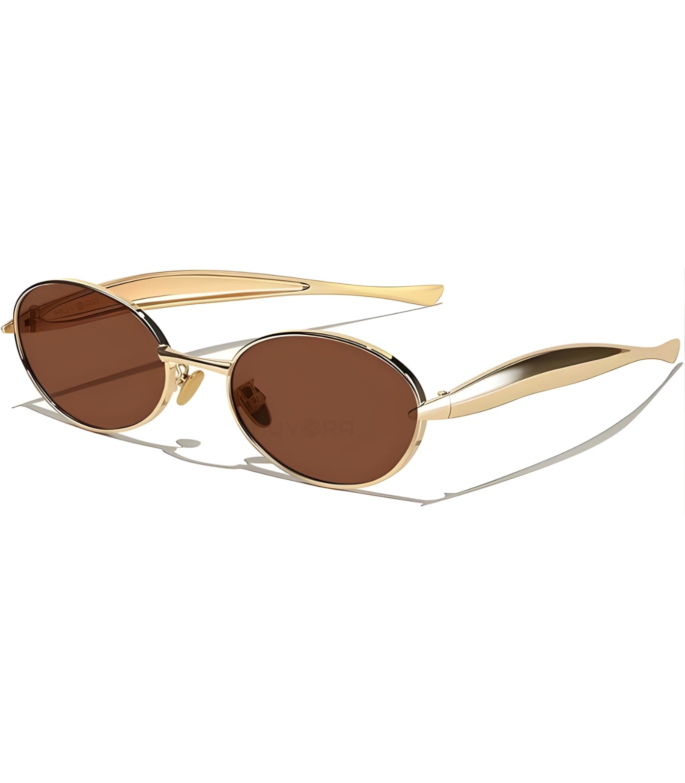 huvora Designer Oval Retro Sunglasses for Man and Woman - Oversized Trendy Stylish Vintage Elegant Round Goggles for Men Women - UV400 Protected Branded Metal Shades for Party Driving-picture-15