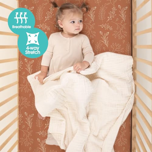 Image of BROLEX Baby Fitted Crib Sheets: Kid Crib Sheets - Set of 2 for Toddler Standard Size Crib Mattress for Boys and Girls - Jersey Knit Crib Bed Sheets Fox&Foliage