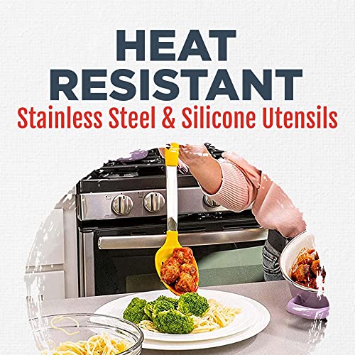 Culinary Couture 6-Piece Stainless Steel & Silicone Kitchen Utensils Set, Silicone Cooking Utensils, Heat Resistant Kitchen Cooking Utensils Set, Includes A Bonus Recipe E-Book, Turquoise #TOP4