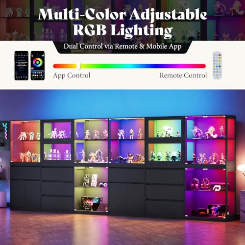 Image of AMERLIFE Modular DIY RGB 5-Tier Display Cabinet, 32 x 16 x 72.5 Inch