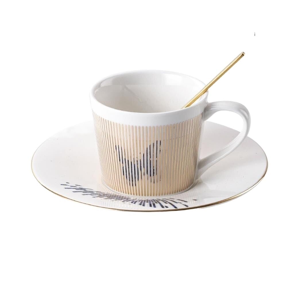 vfdaSWQQ Tea set, Creative Simple Ceramic Cup high Value Afternoon Tea Coffee and Saucer Set(C)
